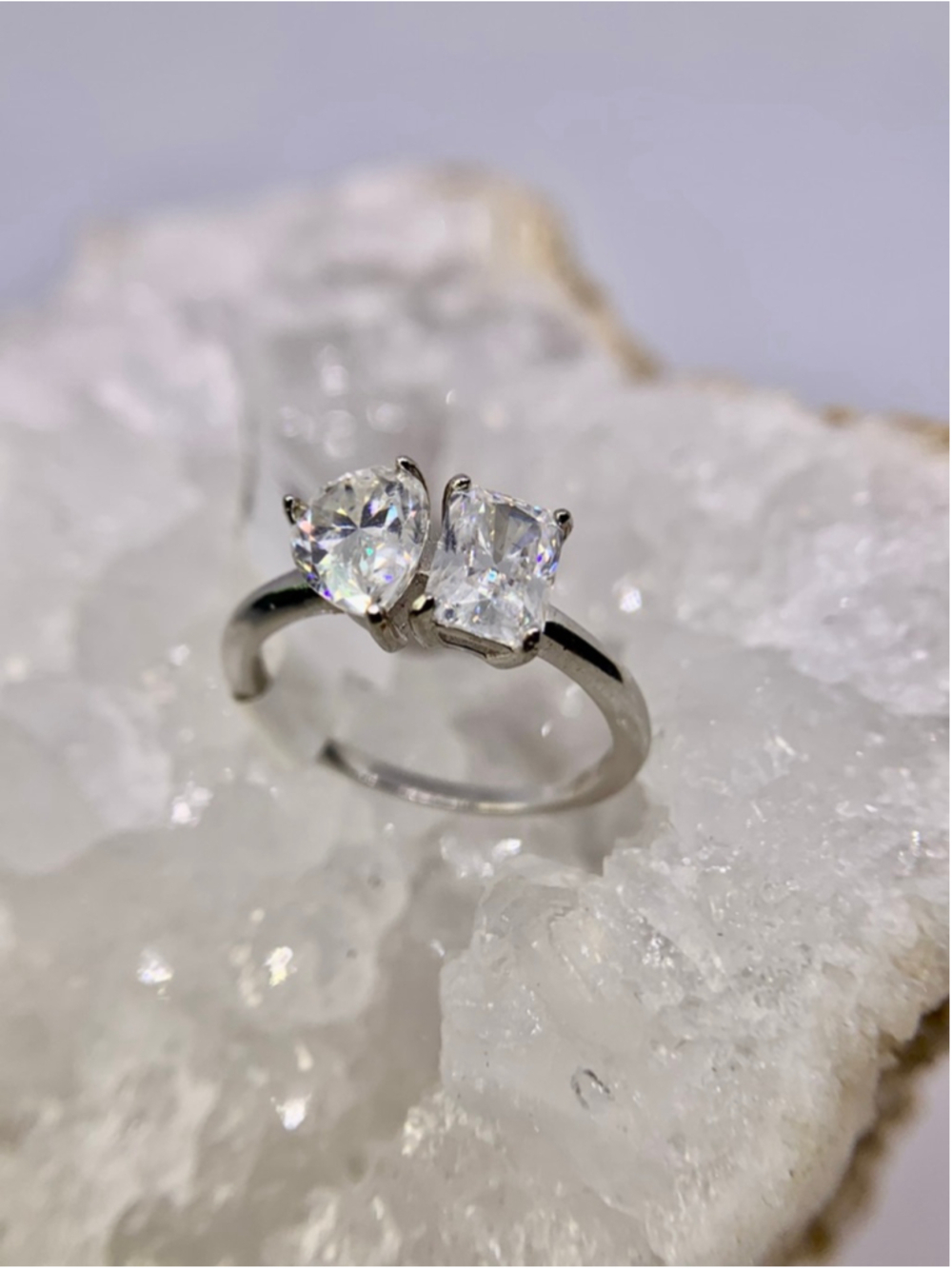 Moissanite Toi Et Moi Ring Radiant Pear Cut Ring 2 Carat
